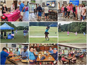Collage of photos of the 2025 Golf Scramble.